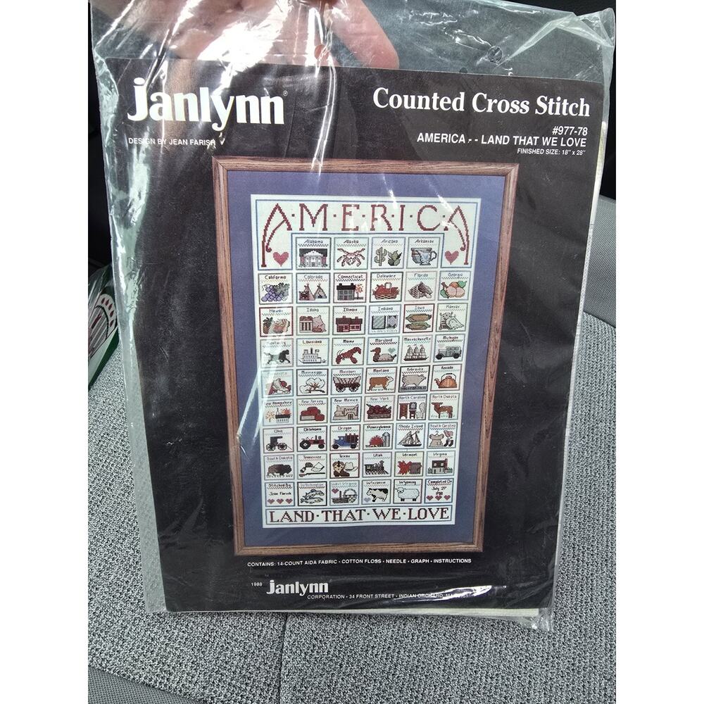 Janlynn Counted Cross Stitch #977-78 America Land That We Love 1988 New/Sealed